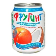 Фрутинг Кореи Персик с кусочками кокоса, 0.238 л (ж/б)