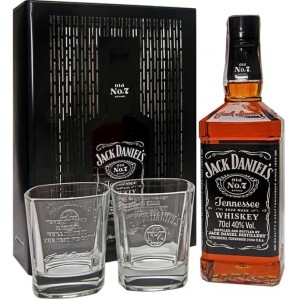 Теннессі Віскі Jack Daniel's 0.7 л, 40% в металевій коробці з 2-ма келихами [5099873045855]