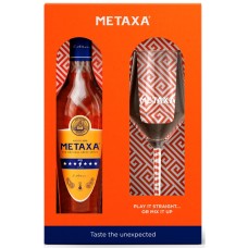 Бренди Metaxa / Метакса, 7 звезд, 40%, 0.7 л + 1 бокал (под. наб.)