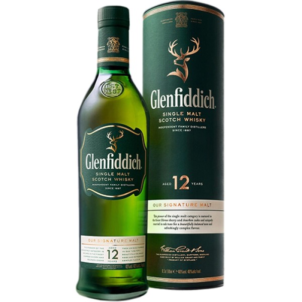 Віскі Glenfiddich / Гленфіддік, 12 років, 40%, 0.5 л (в тубусі)