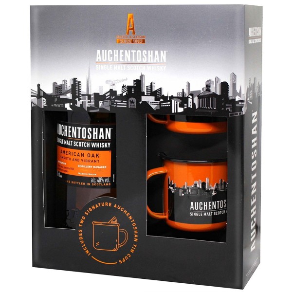 Віскі Auchentoshan, American Oak / Ошентошен, Американ Оак, 8 років, 40%, 0.7 л + 2 склянки