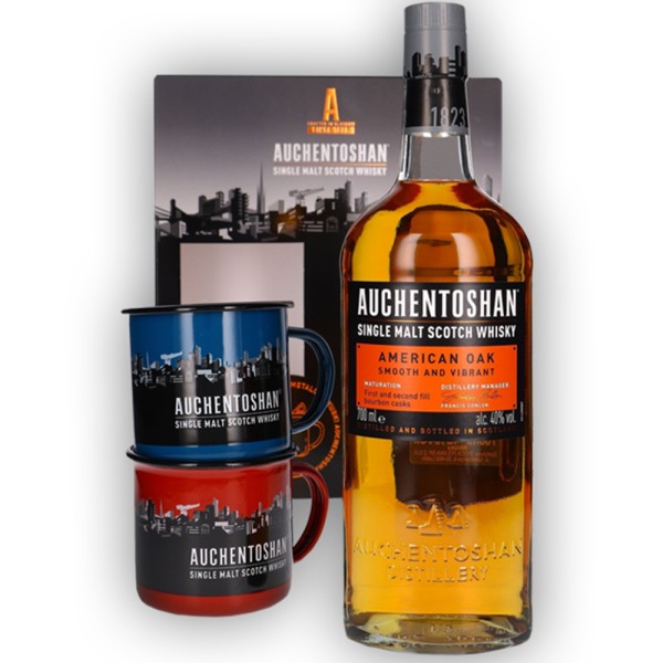 Віскі Auchentoshan, American Oak / Ошентошен, Американ Оак, 8 років, 40%, 0.7 л + 2 склянки
