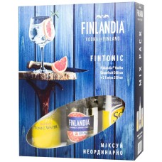 Набор Водка Finlandia, Grapefruit / Финляндия, Грейпфрут, 37.5%, 0.5 л + Швепс Indian Ton ж/б 330 мл 2 шт (под. наб.)
