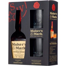 Віскі бурбон Maker's Mark, 45%, 0.7 л + 2 склянки (под. наб.)