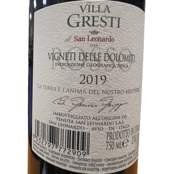 Вино San Leonardo, Villa Gresti / Сан Леонардо, Вілла Гресті, 2019, Червоне, Сухе, 13.5%, 0.75 л