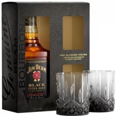 Віскі бурбон Jim Beam, Black / Джим Бім, Блек, 43%, 0.7 л + 2 склянки  (под. наб.)